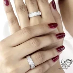 حلقه ست نقره ایتالیایی نگین دو ردیفه کد 20688