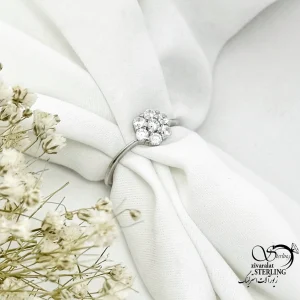 انگشتر نقره 925 عیار گل دار کد 20706