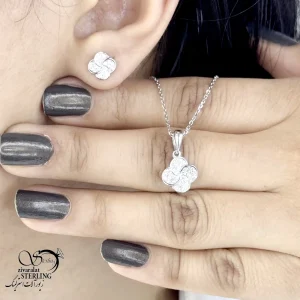نیمست نقره گل مینیمال طرح طلا کد 20722