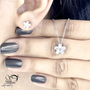 نیمست نقره گل جواهری ظریف کد 20723