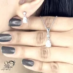 نیمست نقره اشکی تک نگین کد 20728
