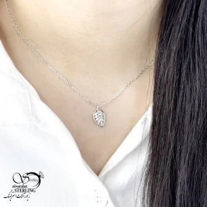 گردنبند نقره برگ جواهری کد 20738