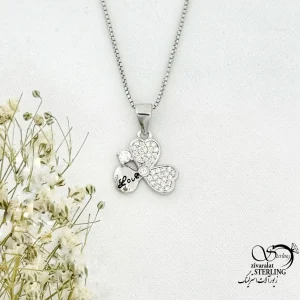 گردنبند نقره گلبرگ LOVE کد 20746