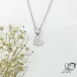گردنبند نقره قلب فول نگین کد 20748