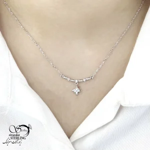 گردنبند جواهری نقره آویز گل کد 20751