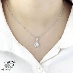 گردنبند نقره طرح گل با عیار925 کد 20752