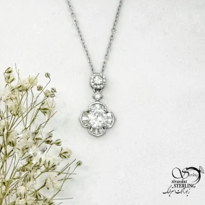 گردنبند نقره طرح گل با عیار925 کد 20752