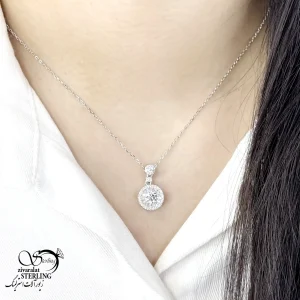 گردنبند دایره جواهری نقره کد 20755