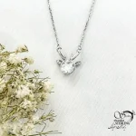 گردنبند نقره تک نگین طرح شاخ کد 20762