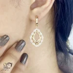 گوشواره ژوپینگ طرح طلا مدل لوزی کد 21034