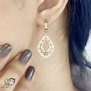 گوشواره ژوپینگ طرح طلا مدل لوزی کد 21034