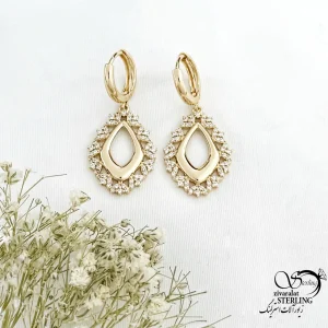 گوشواره ژوپینگ طرح طلا مدل لوزی کد 21034