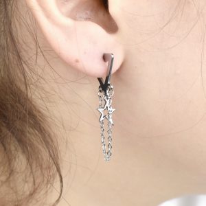 گوشواره ستاره تو خالی برند استیل کد 8612