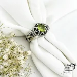 انگشتر نقره سنگ زبرجد رکاب گلدار کد 20783