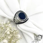 انگشتر نقره 925 عیار رکاب خطی سنگ عقیق مشکی کد 20943