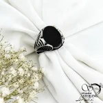 انگشتر عقیق مشکی رکاب ترک طرح دار کد 20960