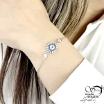 دستبند نقره 925 عیار چشم نظر خورشیدی کد 21127 - Image 2