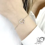 دستبند نقره قلبی طرح طلا ساخت ایتالیا کد 21134 - Image 2