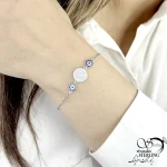 دستبند چشم نظر جواهری نقره 925 عیار کد 21137 - Image 2