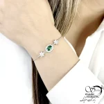 دستبند نقره 925 عیار طرح زمرد کد 21139 - Image 2