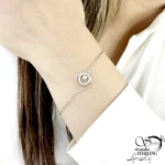دستبند نقره حلقه تو حلقه نگین دار کد 21140 - Image 2