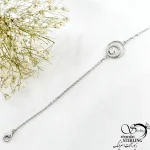 دستبند نقره حلقه تو حلقه نگین دار کد 21140