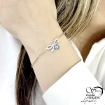 دستبند پاپیون و چشم نظر (نقره ایتالیا) کد 21142 - Image 2