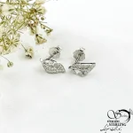 گوشواره نقره 925 عیار میخی طرح برگ کد 21155