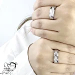 حلقه ست نقره طرح خطی با عیار925 کد 21169 - Image 2