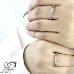 حلقه ست نقره ظریف طرح هاشور نقره ایتالیایی کد 21177 - Image 2