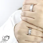 حلقه ست طرح خطی با نقره ایتالیا کد 21185 - Image 2