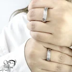 حلقه ست مدرن نگین دوردیفه (نقره ایتالیا) کد 21192 - Image 2