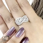 انگشتر نقره جواهری فول نگین طرح ضرب دری کد 21213 - Image 2