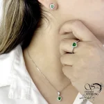 نیمست طرح زمرد با نقره 925 عیار کد 21214 - Image 2