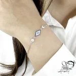 دستبند نقره چشم نظر لوزی کد 21216 - Image 2
