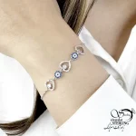 دستبند نقره طرح قلب و چشم نظر کد 21219 - Image 2