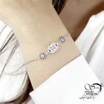 دستبند جواهری نقره ایتالیا با چشم نظر کد 21220 - Image 2