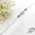 دستبند جواهری نقره ایتالیا با چشم نظر کد 21220
