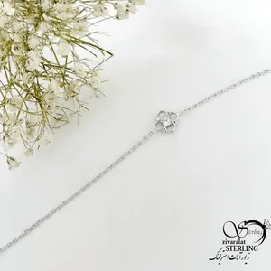 دستبند نقره 925 عیار طرح ونکلیف نگین دار کد 21254