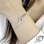دستبند نقره 925 عیار نگین آبی کد 21321 - تصویر 2