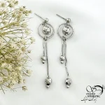 گوشواره نقره آویز گوی با عیار925 کد 21330