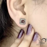 گوشواره میخی نقره با سنگ عقیق کد 21333 - Image 2