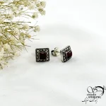 گوشواره میخی نقره با سنگ عقیق کد 21333