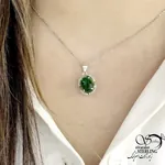 گردنبند نقره ایتالیا طرح زمرد کد 21339 - تصویر 2