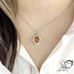 گردنبند نقره سنگ عقیق یمن عیار925 کد 21340 - Image 2
