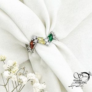 انگشتر جواهری نگین رنگی کد 15600