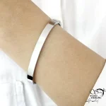 دستبند النگویی استیل سفید کد 20978 - Image 2