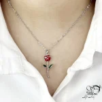 گردنبند گل رز قرمز برند استیل کد 20979 - Image 2