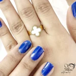 انگشتر استیل ونکلیف طلایی با سنگ سفید کد 20981 - Image 2