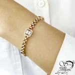 دستبند النگویی طرح مربع ژوپینگ با نگین اتمی کد 21067 - Image 2